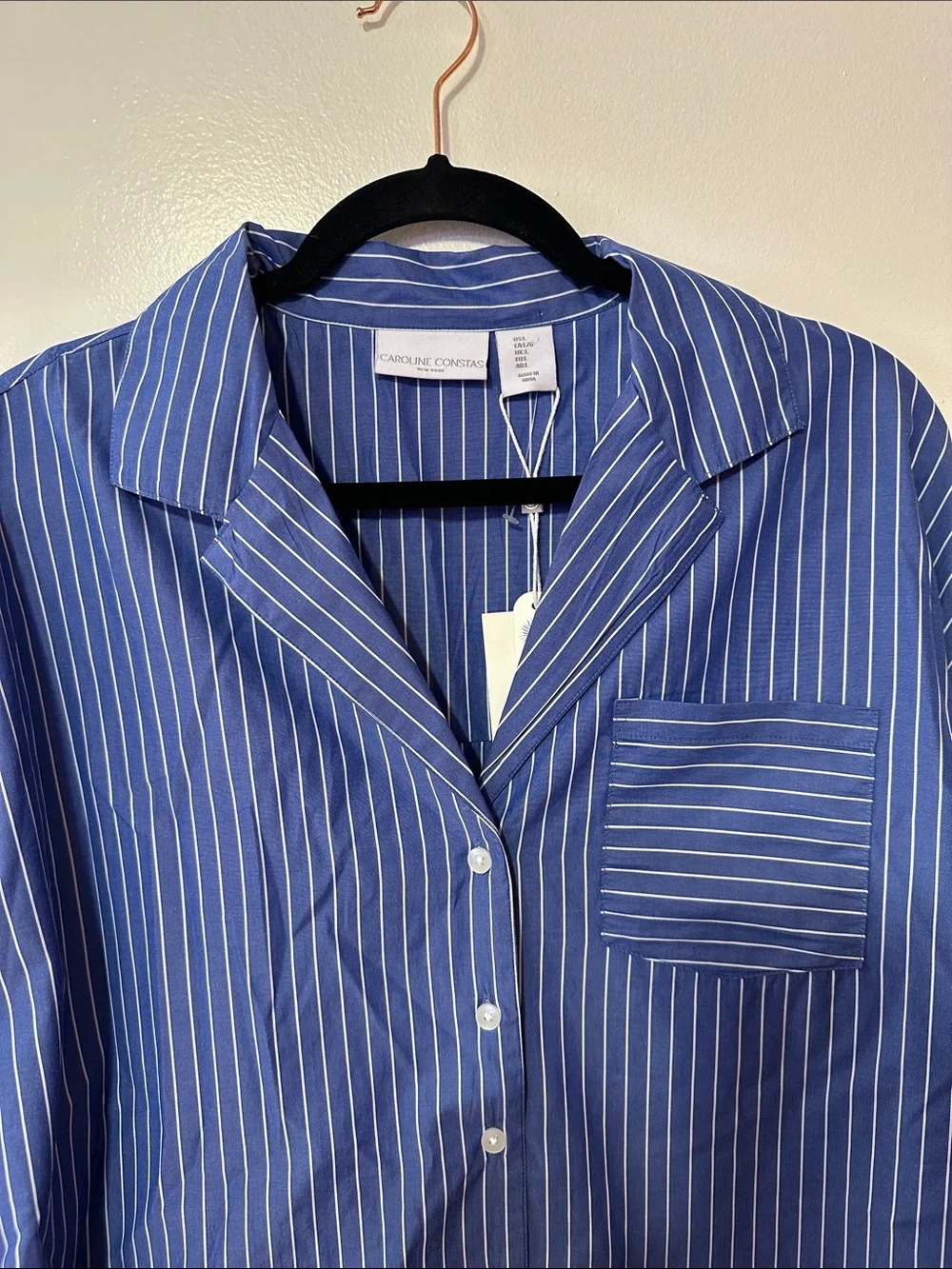 Caroline Constas NWT Blue and White Striped PJ Set Size Large